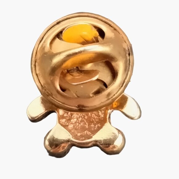 Teddy Bear Birthstone May Pin Tie Tack Gold Tone Green Rhinestone Pinback - Picture 3 of 3